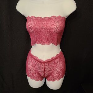Lingerie - Lipstick Pink Sexy Lace 2 Piece $L-BUN$